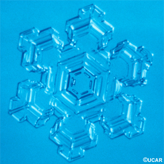 Magnified image of a snowflake